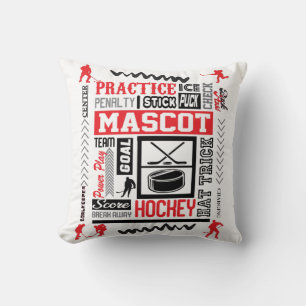 Boys Hockey Terminology in Red    Cushion