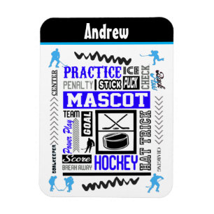Boys Hockey Terminology Personalised Blue   Magnet