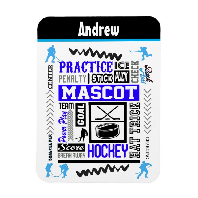 Boys Hockey Terminology Personalised Blue   Magnet (Vertical)