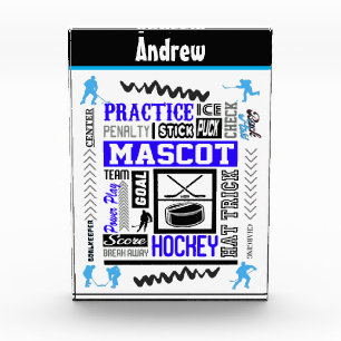Boys Hockey Terminology Personalised Blue Photo Block