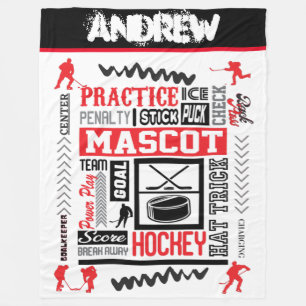 Boys Hockey Terminology Personalised  Fleece Blanket