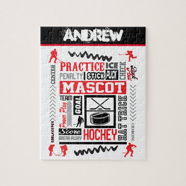 Boys Hockey Terminology Personalised   Jigsaw Puzzle (Vertical)