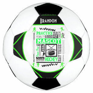 Boys Hockey Terminology Personalised Neon Green Football