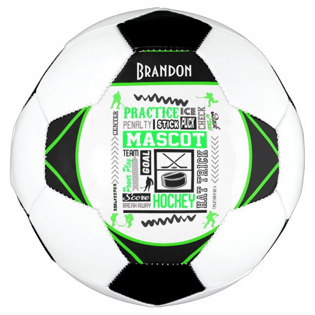 Boys Hockey Terminology Personalised Neon Green    Football (Front)