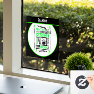 Boys Hockey Terminology Personalised Neon Green    Window Cling