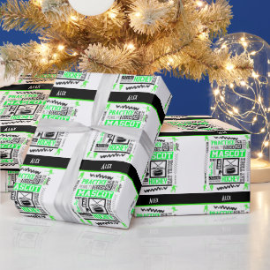 Boys Hockey Terminology Personalised Neon Green  Wrapping Paper