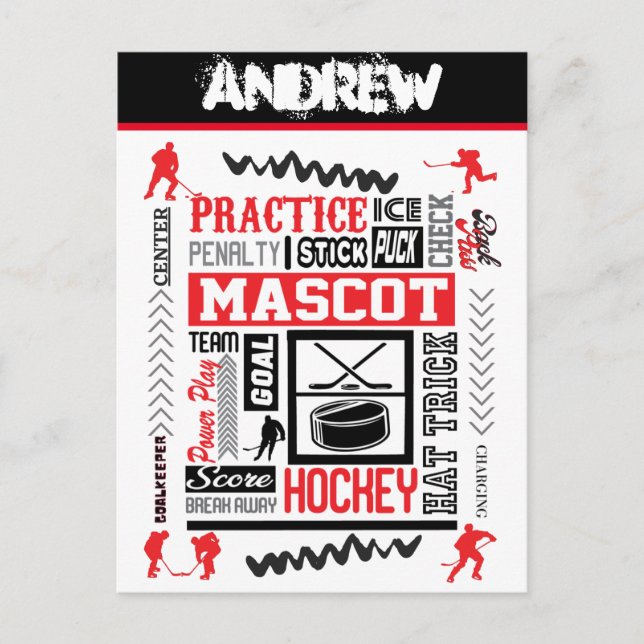 Boys Hockey Terminology Personalised  Postcard (Front)