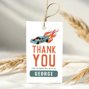 Boys Hot Car Birthday   Cool Flame Race Favor Gift Tags