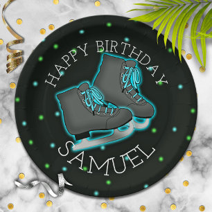Boy's Ice Skate Birthday Party Paper Plate