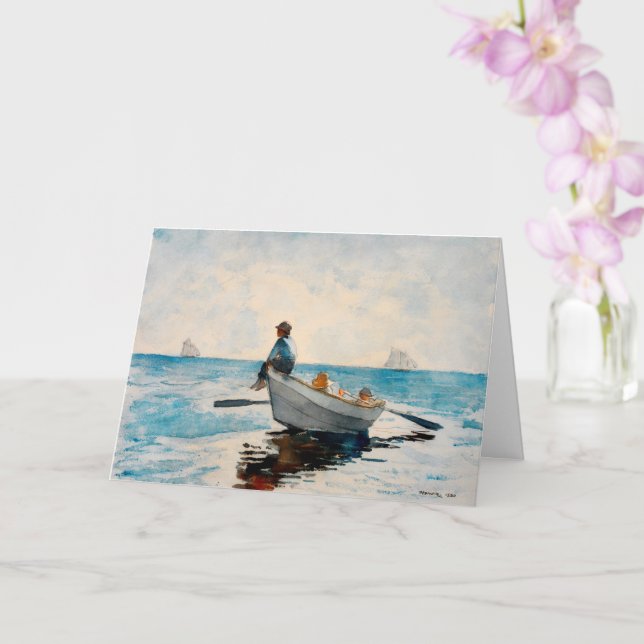 Boys in a Dory by Winslow Homer, Nautical Fine Art Card (Orchid)