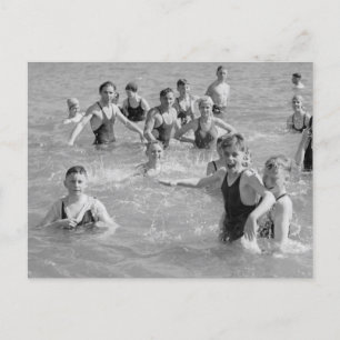 Boys in the Briny postcard. 1920s photograph Postcard