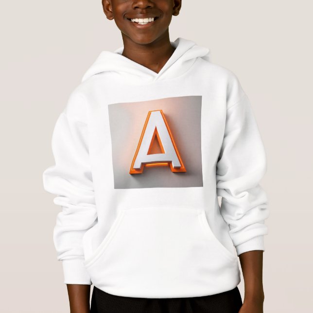 Boys Initial A Alphabet Monogram Hoodie (Front)