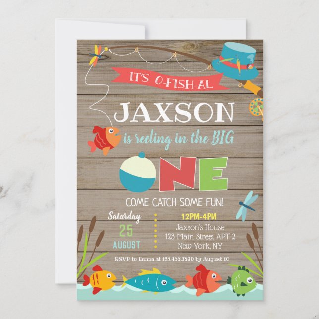 Boy's Its O-fish-al 1st Birthday Invitations (Front)