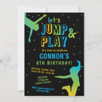 Boys Jump Birthday Party Trampoline Park Invitatio