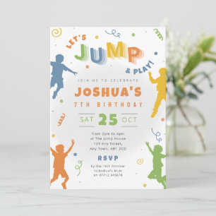 Boys Jump Party Birthday Invite Trampoline Theme