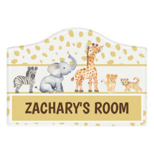 Zoo Animals Sign 5x10 Sign Kid's Name Kids Door Sign Personalized Sign 