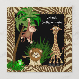 Boys Jungle Safari Birthday Party Invitation
