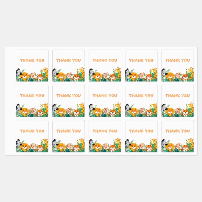 Boys Jungle Thank You Labels (Sheet)