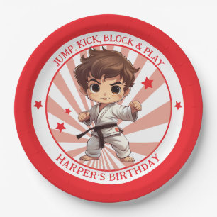 Boy's Karate Martial Arts Birthday Party Paper Plate