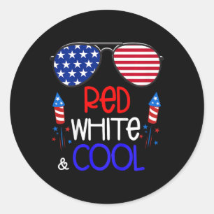 Boys Kids 4th Of July Red White And Cool Sungles G Classic Round Sticker