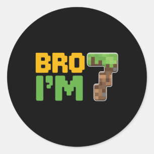 Boys Kids 7th Birthday Boy Bro I’m 7 Year Old Game Classic Round Sticker