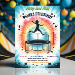 boys kids cool trampoline Park 13th birthday Invitation<br><div class="desc">Bounce into an epic celebration with our "Cool Trampoline Park" 13th Birthday Invitation for boys! This high-flying design is perfect for thrill-seekers and adventure lovers. Featuring vibrant colours and dynamic graphics, it sets the stage for an exciting day of bouncing fun. Elevate the birthday excitement and invite friends to join...</div>