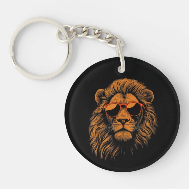 Boys Kids Funny Lion Animal Key Ring (Front)