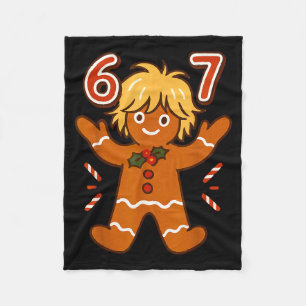Boys Kids Gingerbread Six Seven 67 Christmas Fleece Blanket