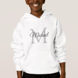 Boys Kids Hoodies Monogrammed Name Template<br><div class="desc">Boys Kids Hoodies Monogrammed Initial Letter Name Template Elegant Trendy Kids Boys White Hoodie / Hooded Pullover / Sweatshirt.</div>