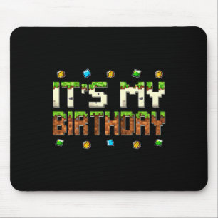 Boys Kids It's My Birthday Video Gamer Pixel Numbe Mouse Mat