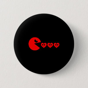 Boys Kids Valentines Day Hearts Eating Funny Gamer 6 Cm Round Badge