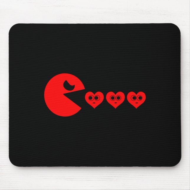 Boys Kids Valentines Day Hearts Eating Funny Gamer Mouse Mat (Front)