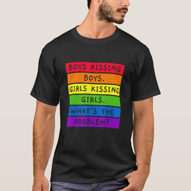 Boys Kissing Boys Girls Kissing Girls LGBTQIA+ CSD T-Shirt (Front)