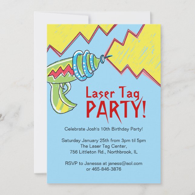 Boys Laser Tag Party Invitations (Front)