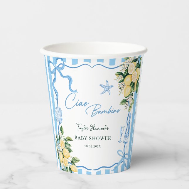Boys Lemon Ciao Baby Italian Baby Shower Paper Cups (Front)