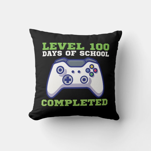 Boys Level 100 Days Of School Completed  Cushion (Front)