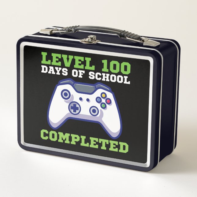 Boys Level 100 Days Of School Completed  Metal Lunch Box (Front)