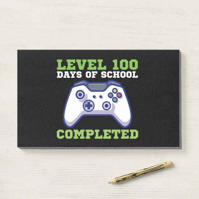 Boys Level 100 Days Of School Completed  Post-it Notes (On Desk)