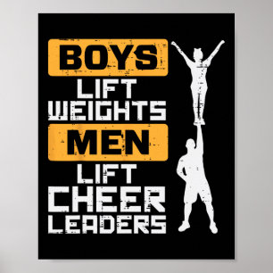 Boys Lift Weights Men Cheerleader Funny Cheerleadi Poster