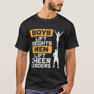 Boys Lift Weights Men Cheerleader Funny Cheerleadi T-Shirt