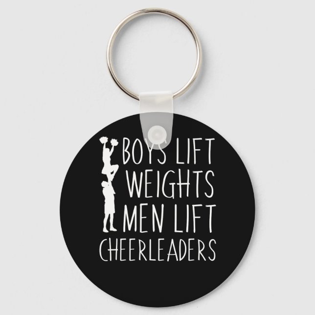 Boys Lift Weights Men Lift Cheerleaders Key Ring (Front)