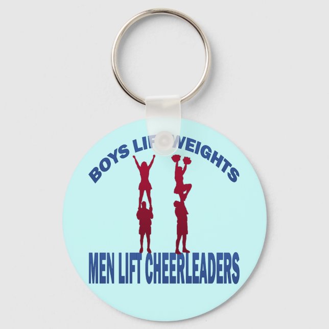 BOYS LIFT WEIGHTS MEN LIFT CHEERLEADERS KEY RING (Front)