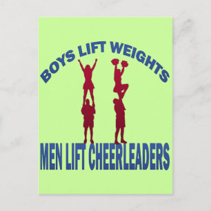 BOYS LIFT WEIGHTS MEN LIFT CHEERLEADERS POSTCARD
