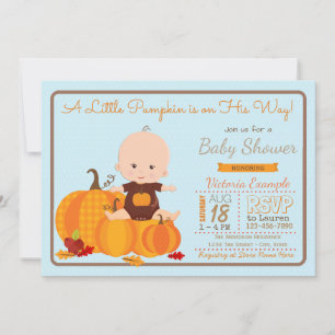 Boys Little Pumpkin Baby Shower Invitation
