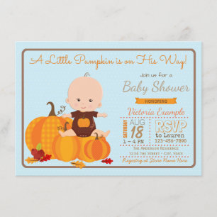 Boys Little Pumpkin Baby Shower Invitation