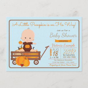 Boys Little Pumpkin Baby Shower Invitation
