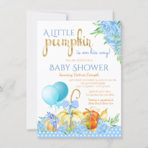 Boys Little Pumpkin Baby Shower Invitations