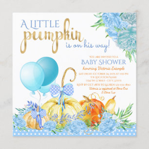 Boys Little Pumpkin Baby Shower Invitations
