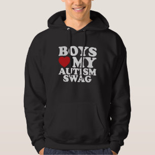 Boys Love My Autism Swag Awareness Heart Hoodie