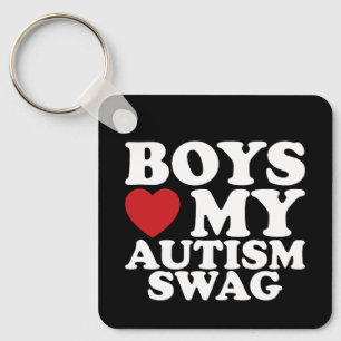 Boys Love My Autism Swag Awareness Heart Key Ring